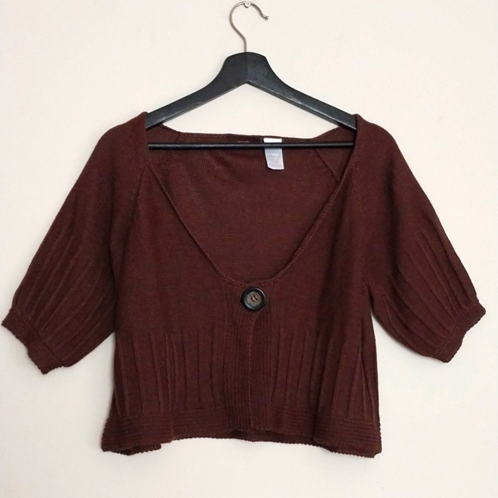 Mark Shortsleeved Cardigan knitwear for women sz Medium Darkbrown